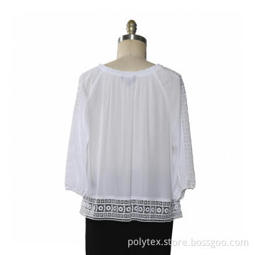 Ladies Blouse 3/4 sleeve Lace Trims